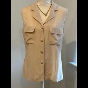 Vintage Patrick Sleeveless Button-Up Silk Vest  - Elegant Peach Color